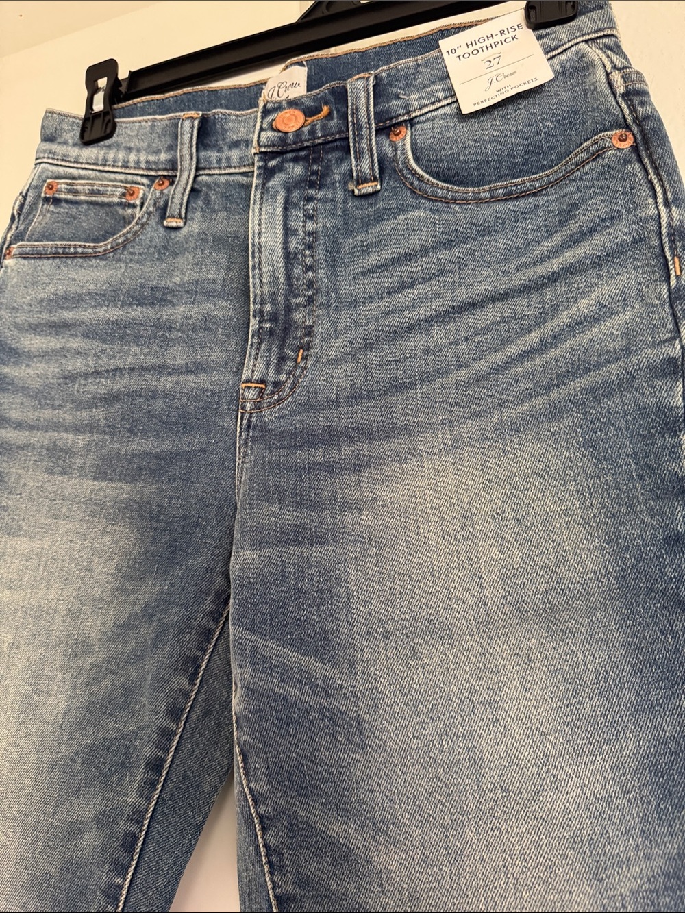 New J. Crew High-Rise Toothpick Slim Tapered Blue Denim Jeans